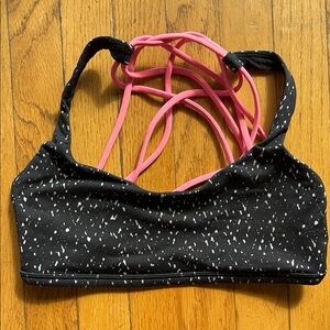 Lululemon Black and Pink Strappy Sports Bra